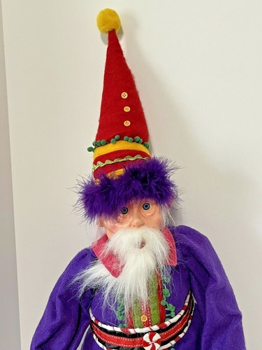 38" bunte Weihnachtselfe Wichtel Puppe Regal Sitter blaue Augen Etui nicht enthalten - Bild 2 von 11