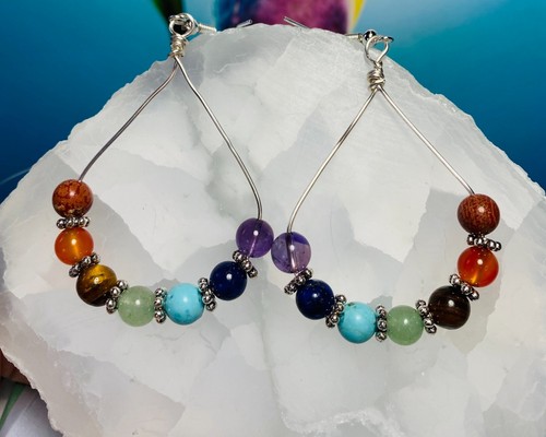 Chakra Earrings, Healing Earrings, Meditation earrings, Chakra Jewelry handcraft - Picture 1 of 6