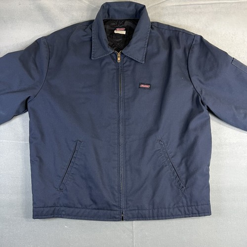 VTG Dickies Eisenhower Jacket Mens Large Navy Blue Full Zip Lined Workwear - Picture 2 of 7