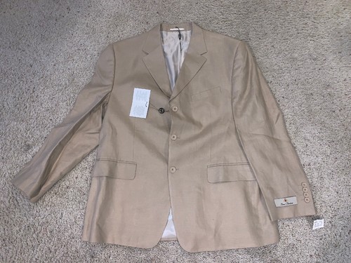 NWT New Men’s Luca Bertoni Beige Linen Dress Suit Sport Jacket Size 44 - Afbeelding 1 van 11
