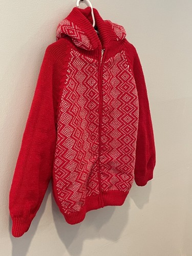 Vintage Boys Girls Sweater Knit Zip Up Hooded Jacket Reversible Heavy - Size 6 - Picture 2 of 11