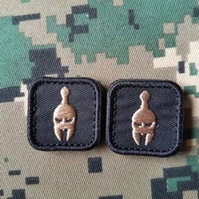 2PCS MINI MOLON LABE SPARTAN HELMET TACTICAL EMBROIDERED HOOK LOOP PATCH BLACK