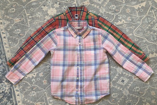 (2) Camisas de vestir de manga larga a cuadros Janie and Jack para niño talla 4 - Imagen 1 de 4