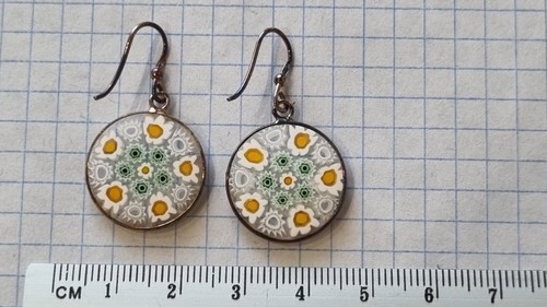 Italian Earrings Le Murrine Veneziane Silver 925 , Murano glass - Picture 3 of 10