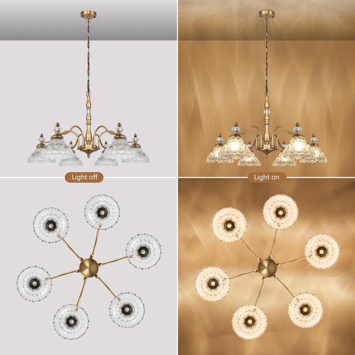 ZXFDWB 6-Light Chandeliers Light Fixture Vintage Crystal