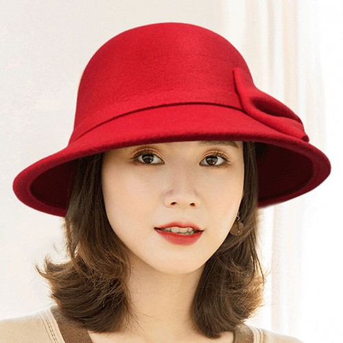 Women's Trilby Bucket Hat Felt Hat Fedoras Winter Retro Jazz Cap Fisherman Hat - Picture 16 of 18