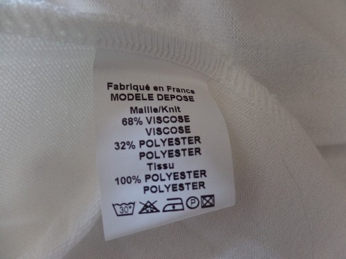 BLUSE STRICK MIT BAUMWOLLE SPITZENBESATZ MADE IN FRANCE - Bild 4 von 9