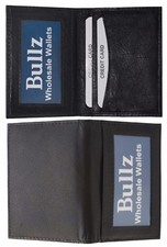 Leather Wallet Card Case Front Pocket Thin Slim ID Window Credit Card Black Men