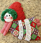 Vintage Quilted Christmas Angel Folksy Scandinavian Charming Wall Hanger Decor