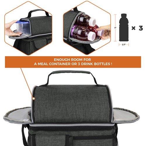 Insulated Lunch Bag For Men Women Thermos Cooler Adults Tote Leakproof Lunch Box - Picture 14 of 63