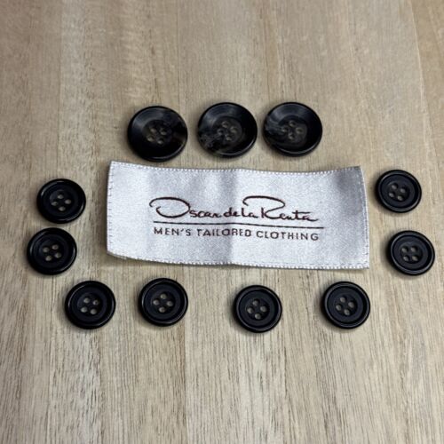 Oscar de la Renta Suit Set of 11 Marbled Black 4-Hole Replacement Buttons