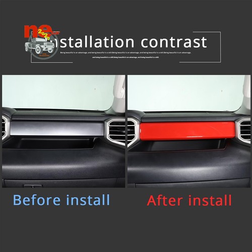 Red ABS Interior Center Dashboard Panel Trim Kit For Toyot@ Tundr@ Sequoi@ 22-23 - Picture 8 of 12