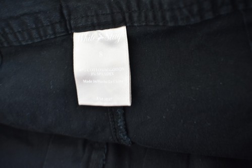 Women's White Stag Chino Skort Skirt Button Pockets Belted SIZE 8 Black - Picture 7 of 8