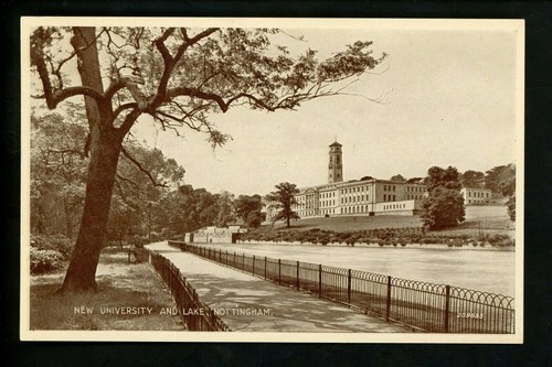 Großbritannien UK Echtfoto Postkarte RPPC WWII Nottingham, New University Lake - Bild 1 von 2