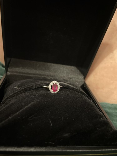 Oval ruby silver ring size 6.5 with White Cx - internal seller ref #5 - Bild 6 von 12