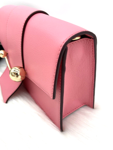 AUTÉNTICO NUEVO CON ETIQUETAS $645 Bolso de Hombro Strathberry Mini Media Luna Cuero En Rosa Caramelo ~NUEVO ~ - Imagen 9 de 17