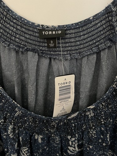 Torrid Mini Chambray Puff Sleeve Floral Pocket Smocked Dress Blue Size Size 3X - Picture 10 of 11