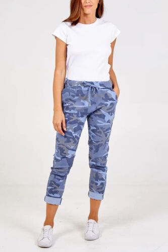 Damen Stretch Camouflage Army Magic Hose Damen Italienische Bequeme Jogginghose Hose - Bild 90 von 121