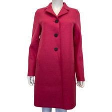 Harris Wharf London Button Up Boxy Wool Coat In Bright Pink Uk 10 | Us 6 | It 42