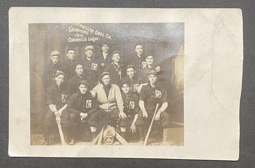 FOTO DE EQUIPO ORIGINAL 1910 Liga Comercial KANSAS BÉISBOL Campeonato + RPPC - Imagen 12 de 14