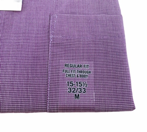 Chaps Dress Shirt Men Regular Fit 15-15-1/2 32/33 Grape Purple Check No Wrinkle - Picture 4 of 6