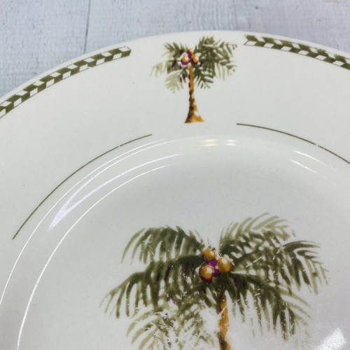 Gibson Designs BAHAMA Palm Tree Motif Green Zig-Zag Bands Lunch Plates Set 2 - Picture 15 of 17