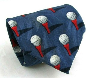 Ralph-Marlin-Men-039-s-Necktie-100-Blue-Tee-Off-Golf-Geometric-Pattern-Tie-56-034