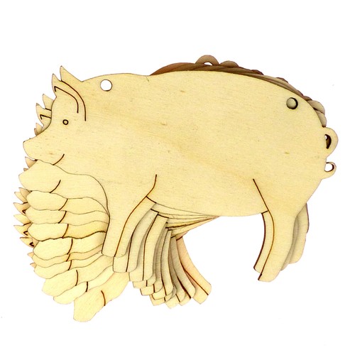 10x Wooden Pig Standing Plain Craft Shapes 3mm Plywood Farmyard Farm - Picture 2 of 5