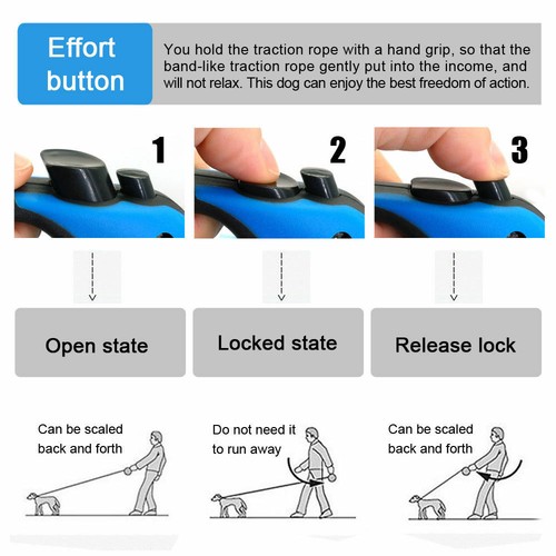 16FT Automatic Retractable Dog Leash Nylon Cat Extanding Lead Puppy Walking Rope - Picture 6 of 15