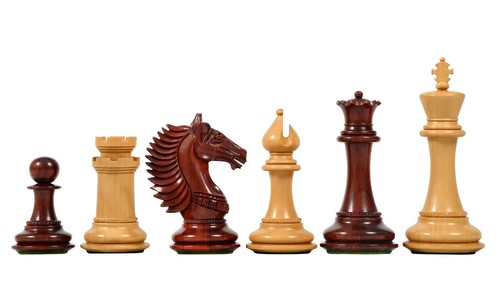 The CB Mustang Series Weighted Chess Pieces in Bud Rose / Box Wood - 4.4" King  - Picture 1 of 12