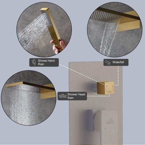 Juego de ducha de 22" de lujo en cascada y lluvia con spray portátil CASAINC - Imagen 6 de 39