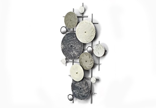 Wandbild Wanddeko Metall DISC silber grau Scheiben auf Metallrahmen Handarbeit - Bild 3 von 9