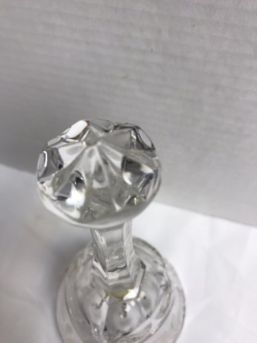 Campana de cristal de plomo alemana de colección cortada a mano a transparente grabado floral - Imagen 6 de 10