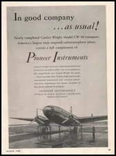 Pioneer Instrument Bendix New Jersey Photo Curtiss Wright Model CW-20 Print Ad