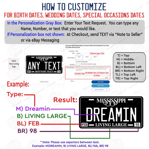 US Virgin Islands Personalized License Plate Novelty Car ATV bike MOPED Blk&Wht - Picture 2 of 25