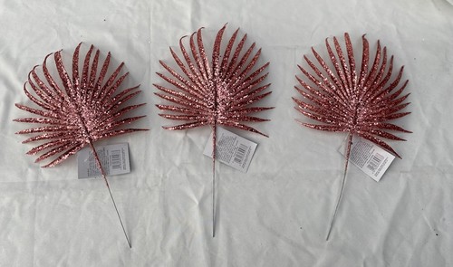 Christmas Decorations Blush Pink Palm Leaf Stem Pick x 3 CHEAP BARGAIN CLEARANCE