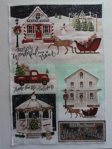 Fabric Cotton Winter Holiday Scenes Picture size 12 1/4" x 8 1/8" Quilt Sewing - Picture 3 of 3
