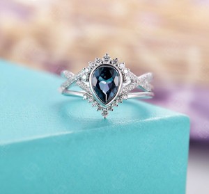Vintage lab created Topaz ring set in 925 sterling silver.