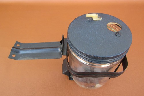 1959 Cadillac Nice Original Windshield Washer Glass Jar with Bracket - Picture 12 of 14