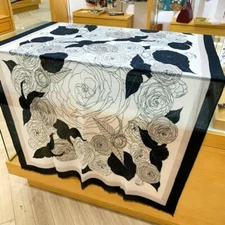 Pure 300s Cashmere Scarf Wrap Shawl Camelia Print Soft Delicate Light 78"*39"