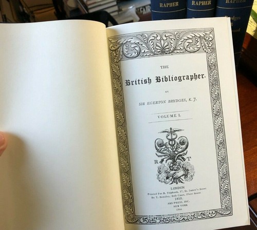 The British Bibliographer Brydges & Haslewood AMS Press 1966 4 Volumes - Bild 2 von 8