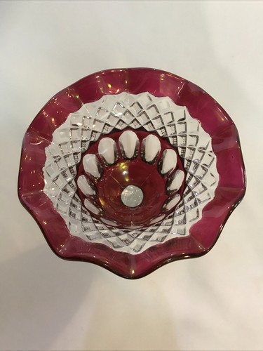 Westmoreland Waterford Ruby Red Ruffled Candy Bowl - Picture 3 of 4