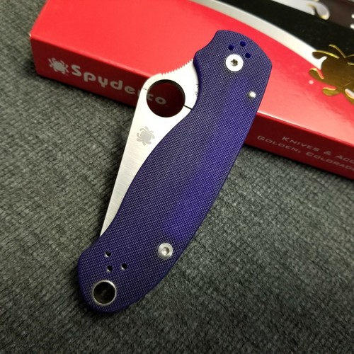 Spyderco Para 3 S110V Satin Blade Dark Blue G-10 (Paramilitary 3) C223GPDBL - Picture 3 of 5