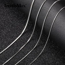 0.9/1.2/1.5/2.0mm Silver Stainless Steel Snake Chain Necklace for Women Men 22"