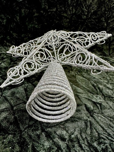 NEW Kurt S. Adler Star CHRISTMAS 12-Inch Silver glitter tree topper Metal Wire - Picture 8 of 10