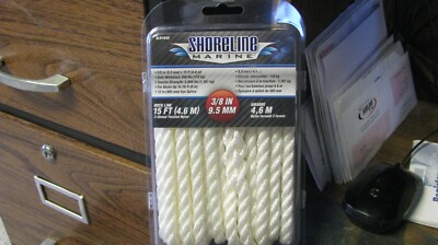Dock Line, 15', 3/8'', white, free shipping