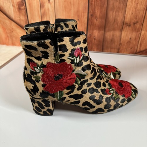 Kate Spade New York Langton Leopard Calf Fur Floral Booties Woman US 10 M - Picture 3 of 7