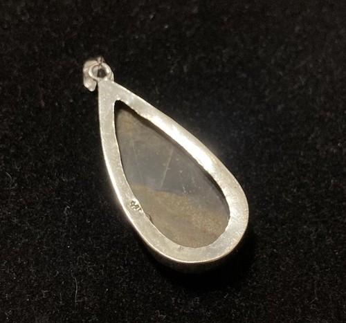 Natural Wood Banded Jasper 925 Sterling Silver Teardrop Pendant Large 2 inch - Picture 6 of 11