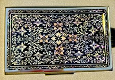 Mother Of Pearl Credit Card Holder ID Business Card Case New-in-Box Gift Wallet