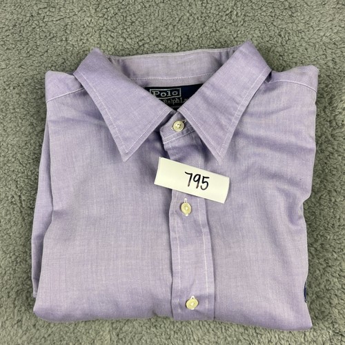 Ralph Lauren Shirt Adult 17 Purple Pony Andrew Long Sleeve Button Up Casual Mens - Picture 14 of 14